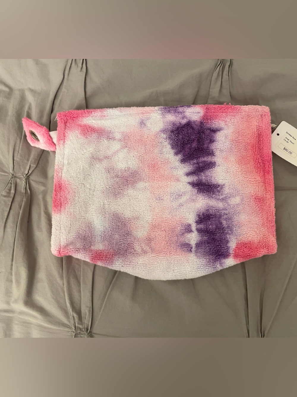 Tie-Dye Pink and Purple terry cloth cosmetic bag